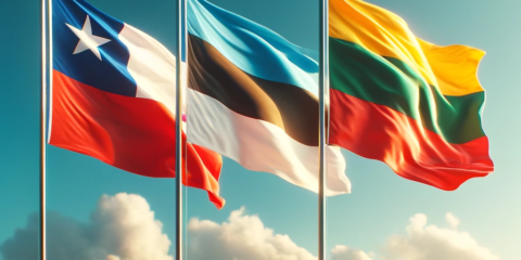 Flags Chile, Estonia, Lithuania