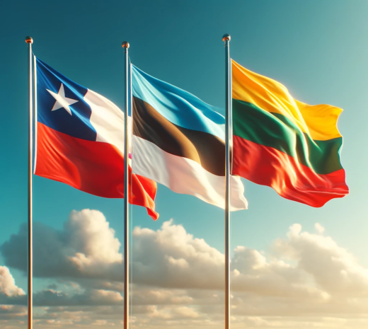 Flags Chile, Estonia, Lithuania
